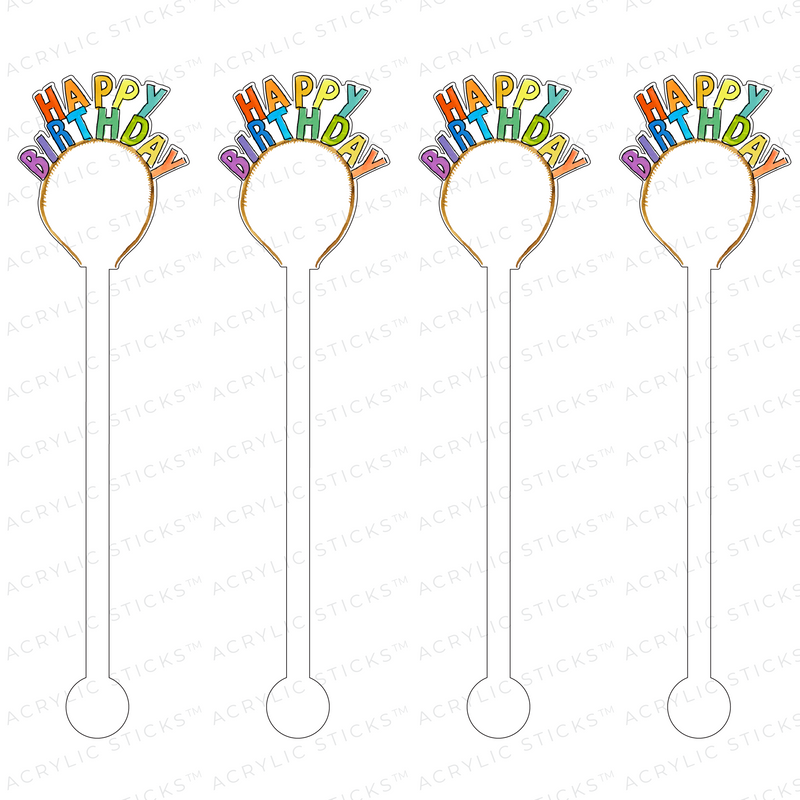 HAPPY BIRTHDAY HEADBAND ACRYLIC STIR STICKS