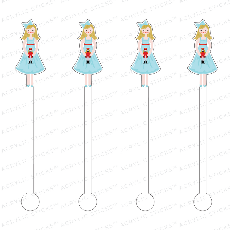 VINTAGE DOLL NUTCRACKER ACRYLIC STIR STICKS