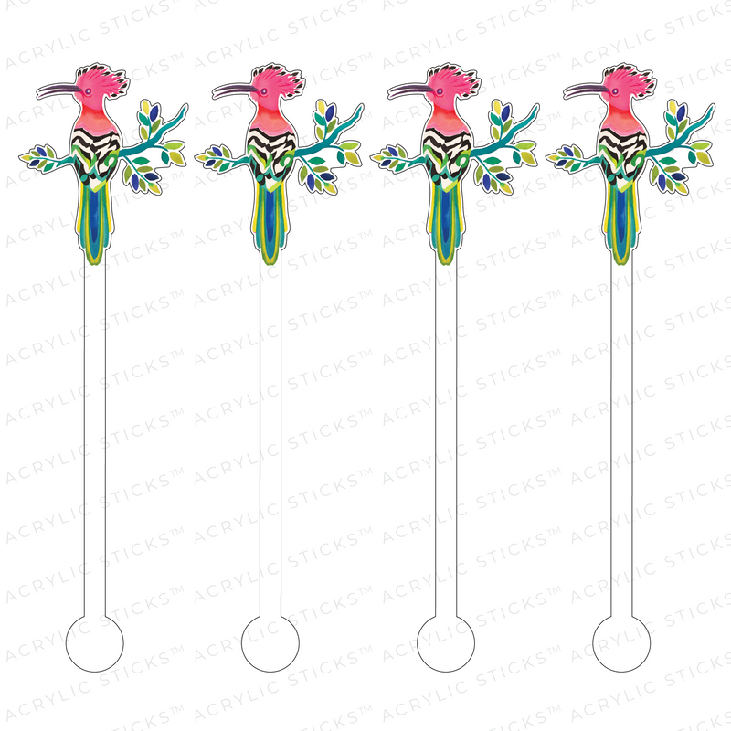 COUTURE BIRD ON FLOWERING BRANCH ACRYLIC STIR STICKS