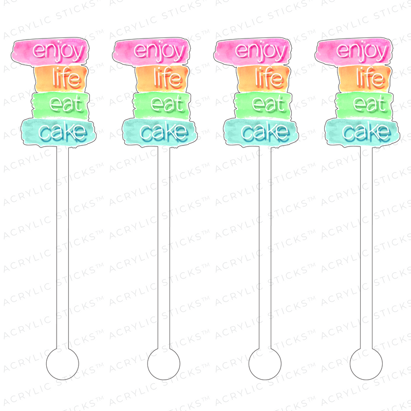 ENJOY LIFE EAT CAKE COLORWAY ACRYLIC STIR STICKS