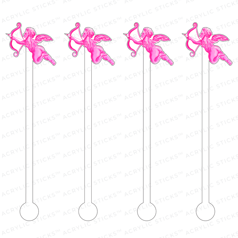 FUCHSIA TAFFY CUPID ACRYLIC STIR STICKS