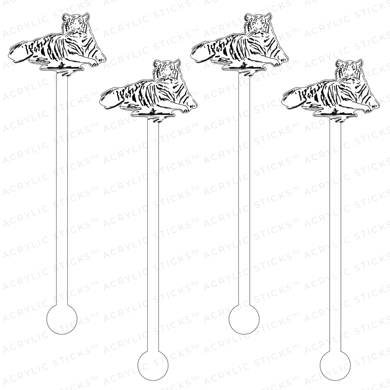 BLACK MALE TIGER ACRYLIC STIR STICKS