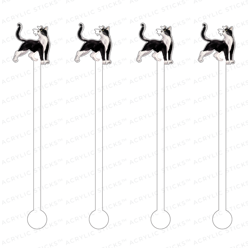 TUXEDO CAT STANDING ACRYLIC STIR STICKS