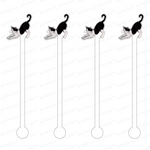 TUXEDO CAT STRETCHING ACRYLIC STIR STICKS