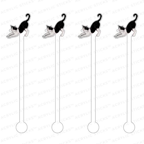 TUXEDO CAT STRETCHING ACRYLIC STIR STICKS