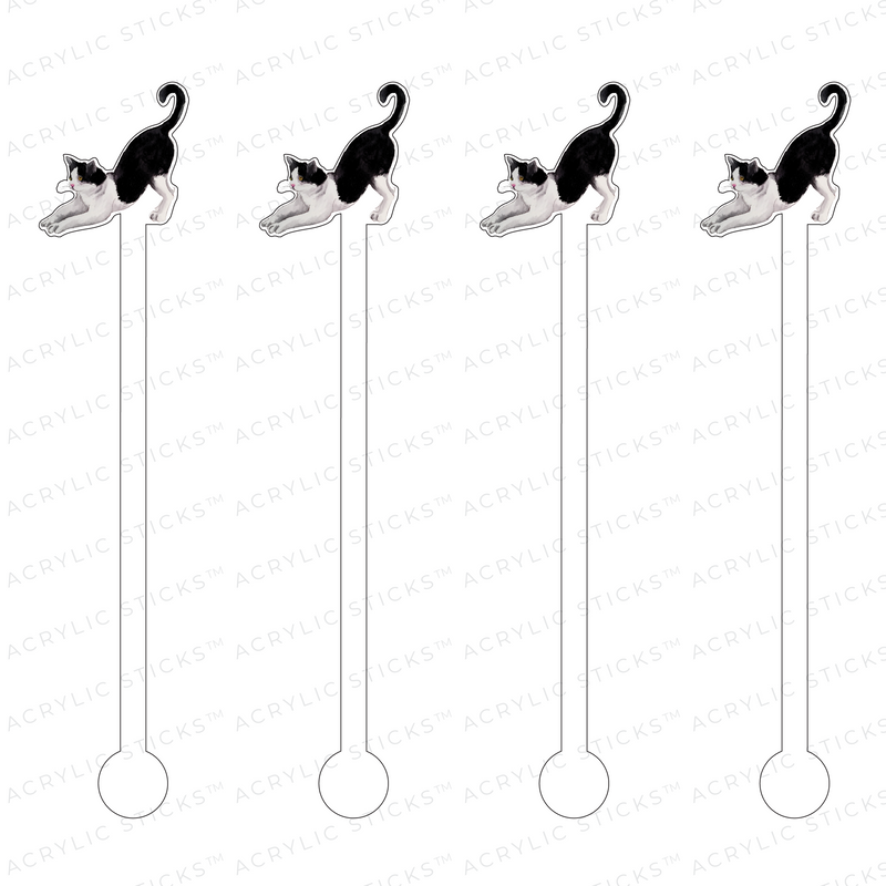 TUXEDO CAT STRETCHING ACRYLIC STIR STICKS