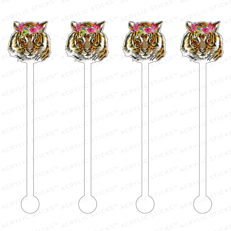 FLORAL HALO TIGER ACRYLIC STIR STICKS