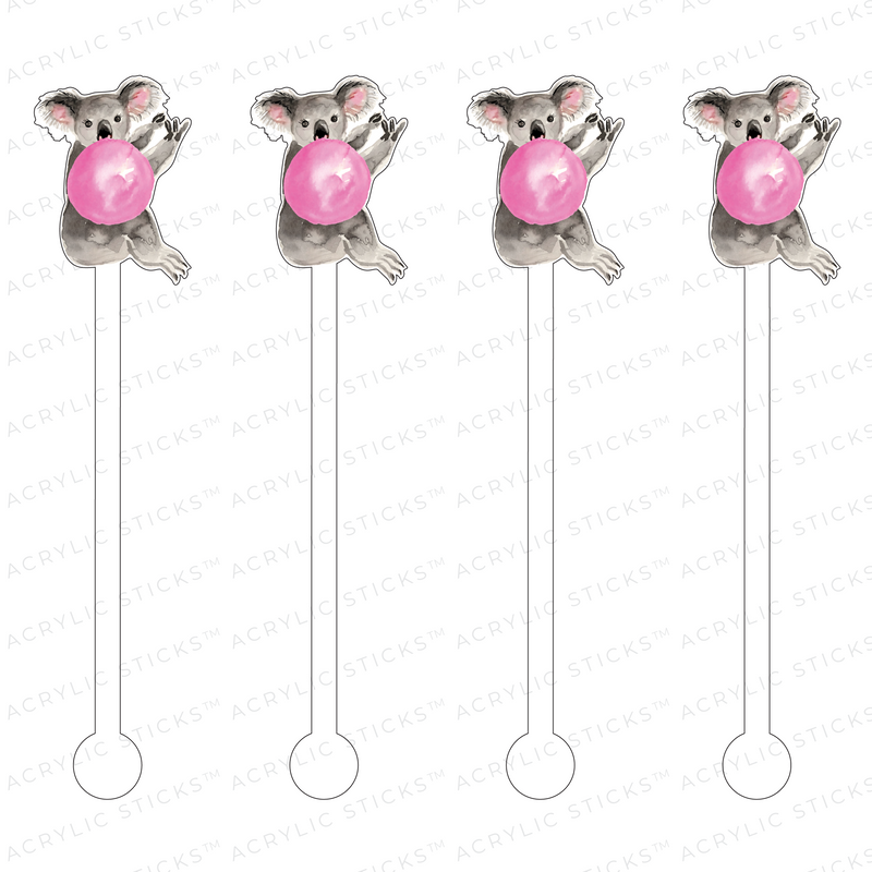 KOALA BLOWING BUBBLEGUM ACRYLIC STIR STICKS