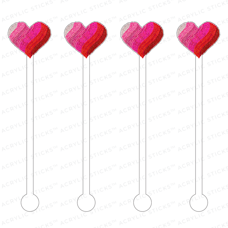 RHINESTONE OMBRE HEART ACRYLIC STIR STICKS