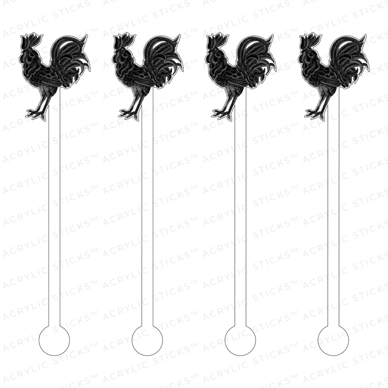 BLACK DECO ROOSTER ACRYLIC STIR STICKS
