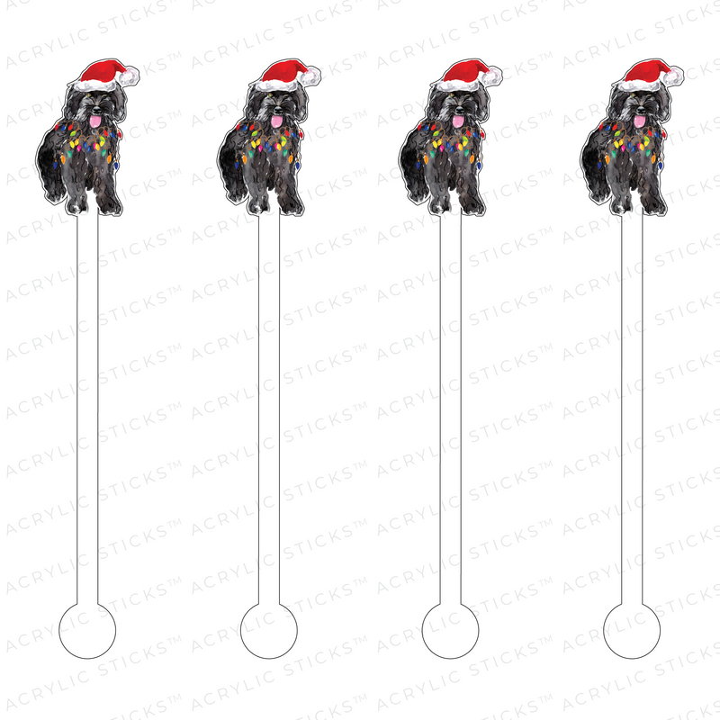 CHRISTMAS MORKIE/YORKIE POO ACRYLIC STIR STICKS