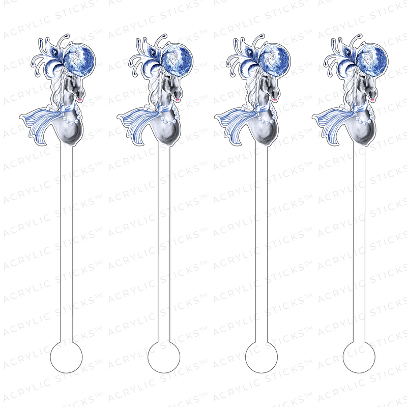BLUE CHINOIS DERBY HORSE ACRYLIC STIR STICKS