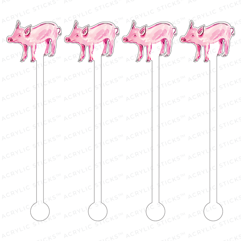 PINK PIGLET ACRYLIC STIR STICKS
