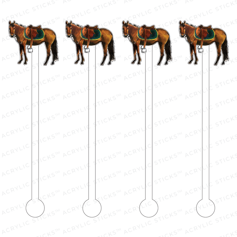 THOROUGHBRED with SADDLE ACRYLIC STIR STICKS
