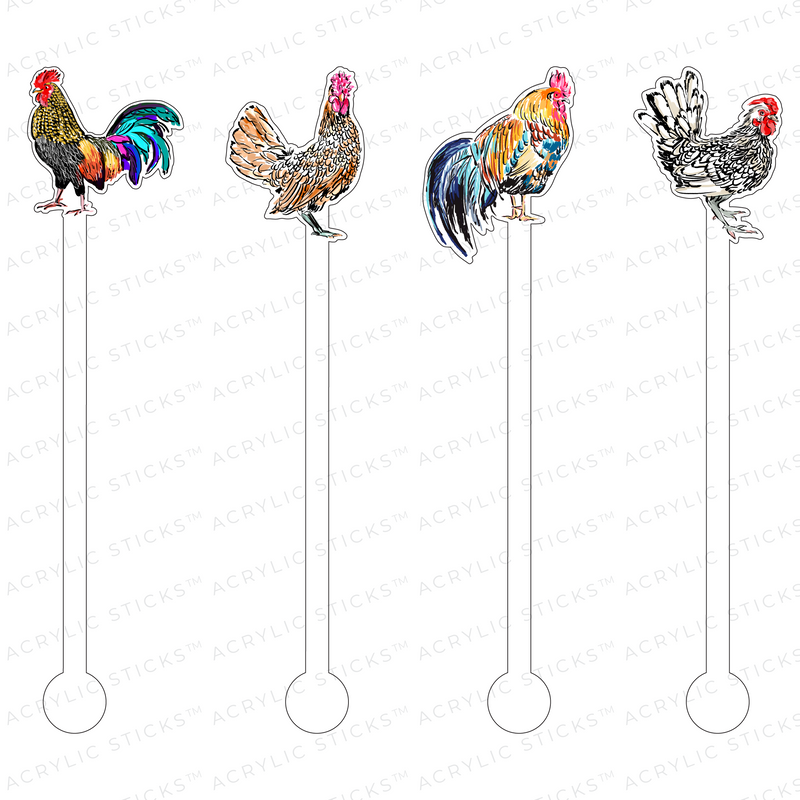 ROOSTER CREW ACRYLIC STIR STICKS COMBO