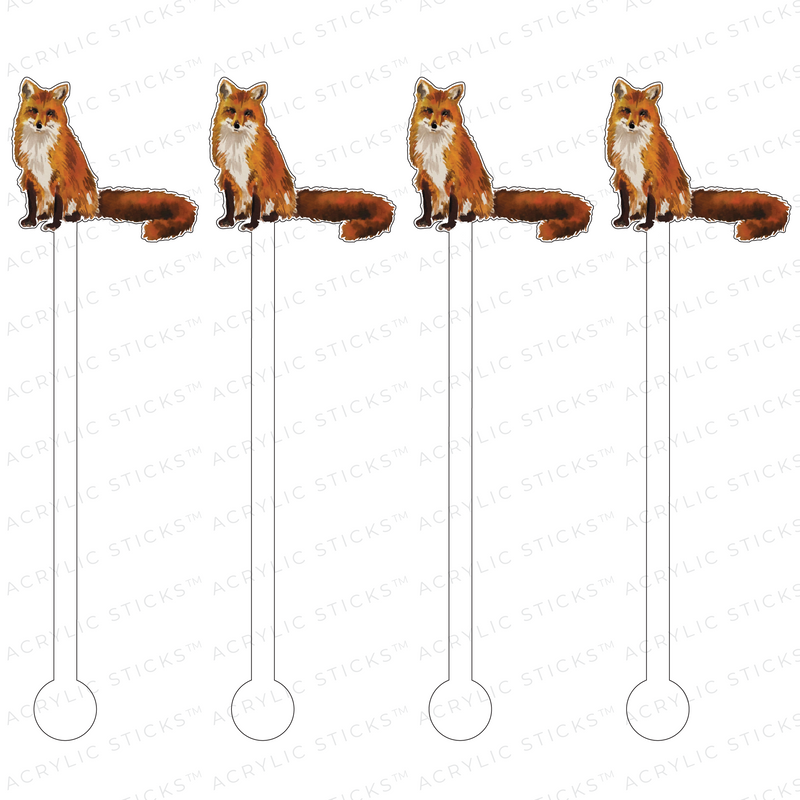 FLUFFY TAIL FOX ACRYLIC STIR STICKS