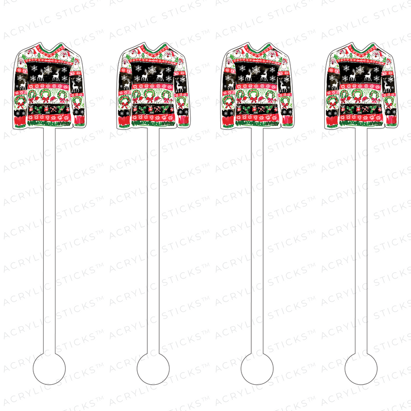 MERRY XMAS UGLY SWEATER ACRYLIC STIR STICKS
