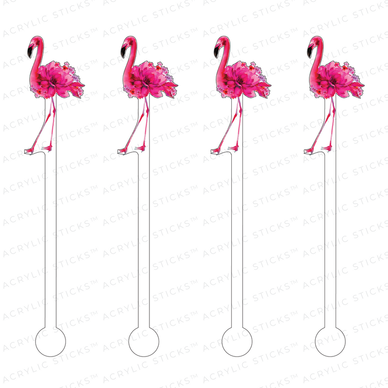 FLOWER FLAMINGO ACRYLIC STIR STICKS
