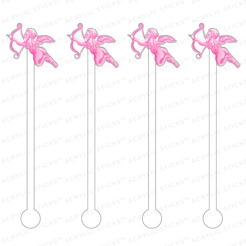 POWDER PINK CUPID ACRYLIC STIR STICKS