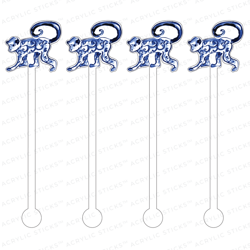 BLUE & WHITE MONKEY ACRYLIC STIR STICKS