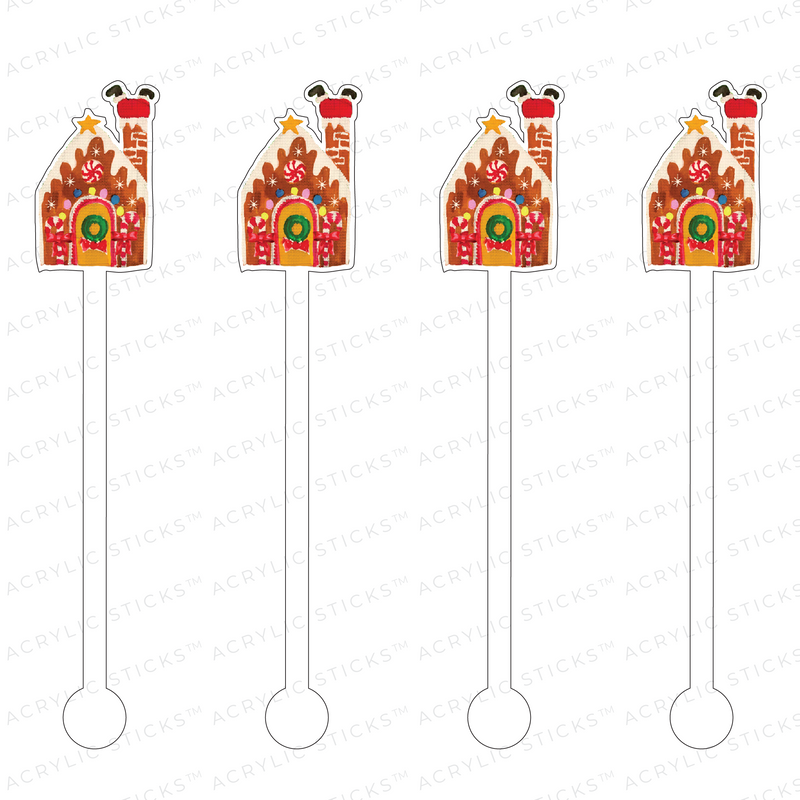 GINGERBREAD HOUSE ACRYLIC STIR STICKS
