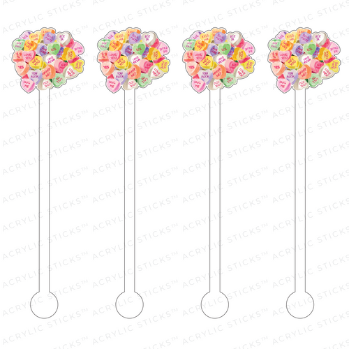 CONVERSATION HEART CANDY ACRYLIC STIR STICKS