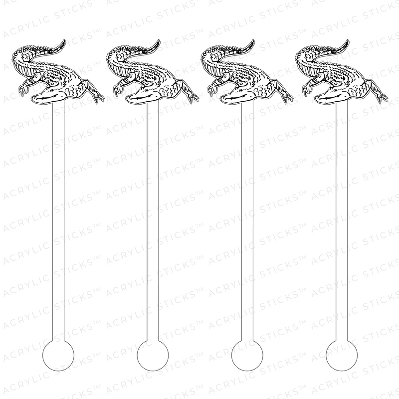 ALLIGATOR BLACK & WHITE ACRYLIC STIR STICKS