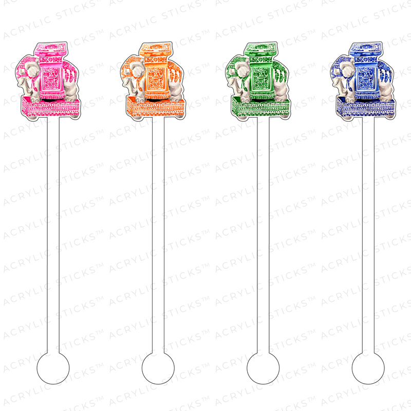 COLORFUL CERAMIC ELEPHANTS ACRYLIC STIR STICKS COMBO