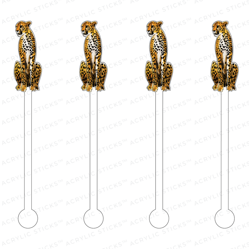SITTING CHEETAH ACRYLIC STIR STICKS