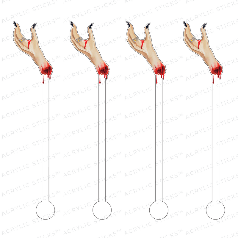 BLOODY HAND ACRYLIC STIR STICKS