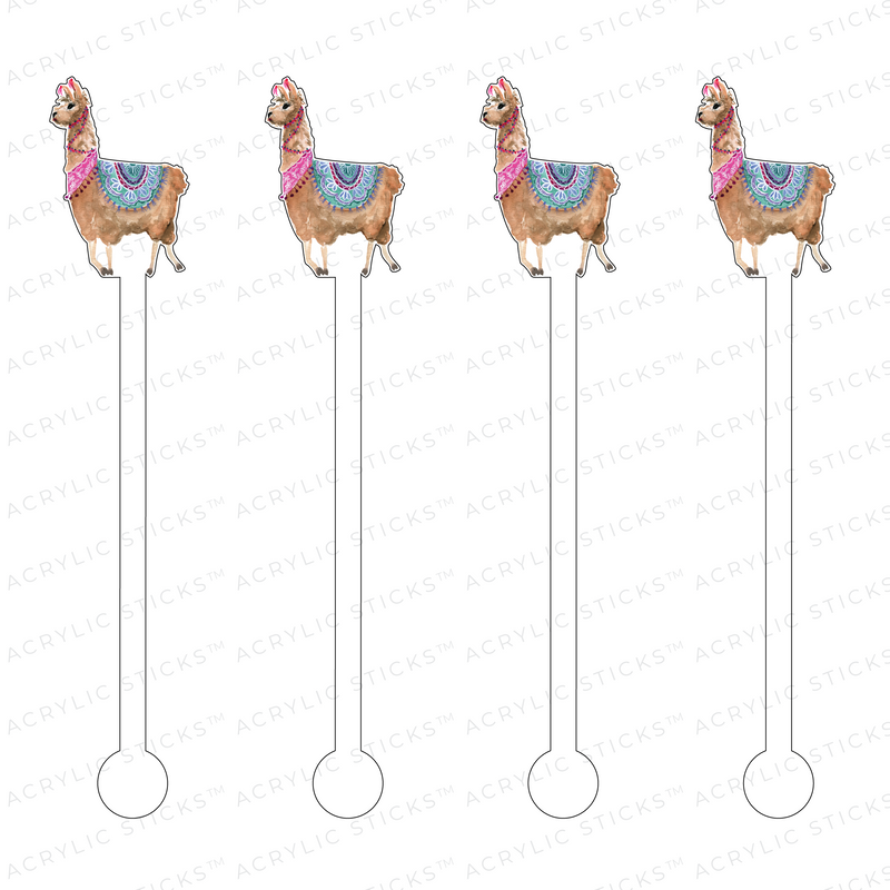 SASSY STRUT LLAMA ACRYLIC STIR STICKS