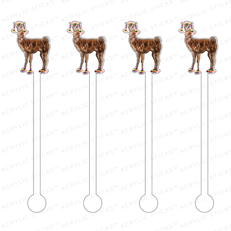 BROWN TASSEL LLAMA ACRYLIC STIR STICKS