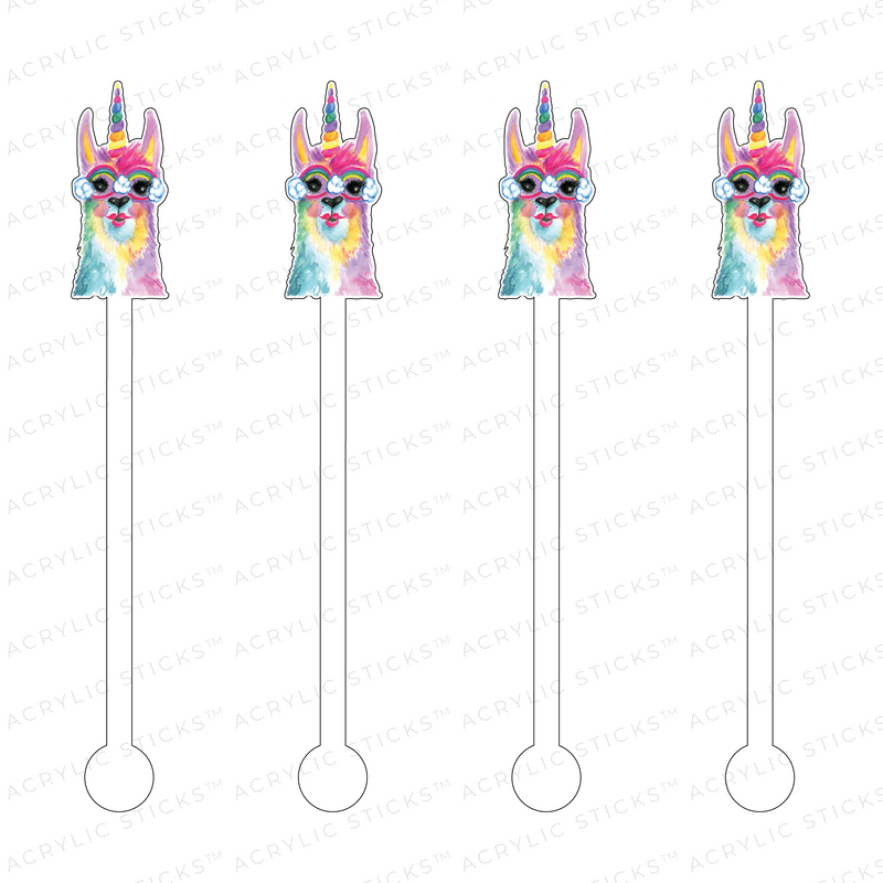 RAINBOW LLAMACORN ACRYLIC STIR STICKS
