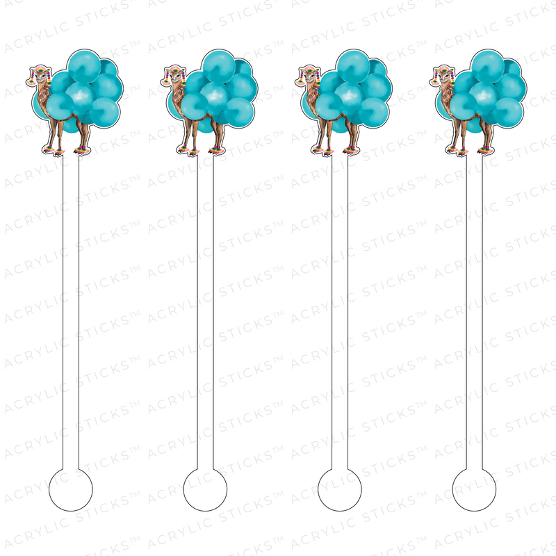 TURQUOISE BALLOON LLAMA ACRYLIC STIR STICKS