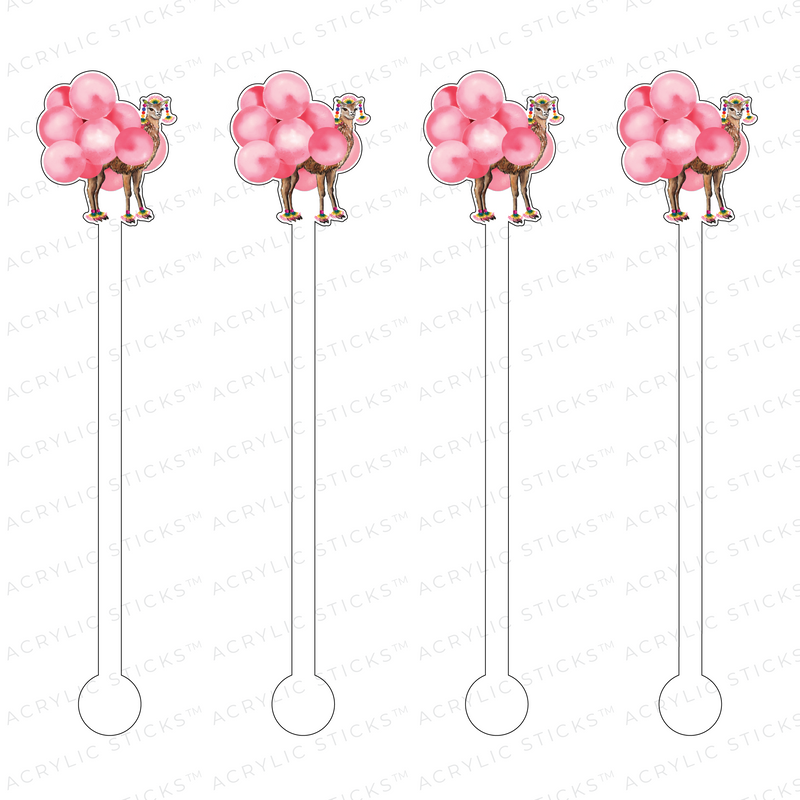 PINK BALLOON LLAMA ACRYLIC STIR STICKS