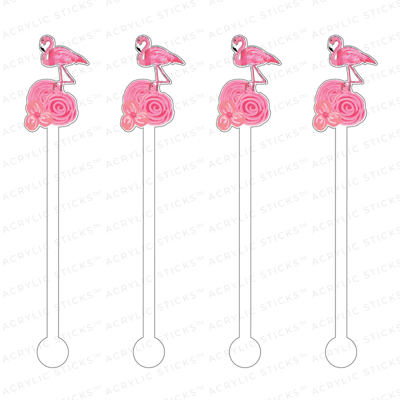 FLAMINGO ON FLOWER ACRYLIC STIR STICKS
