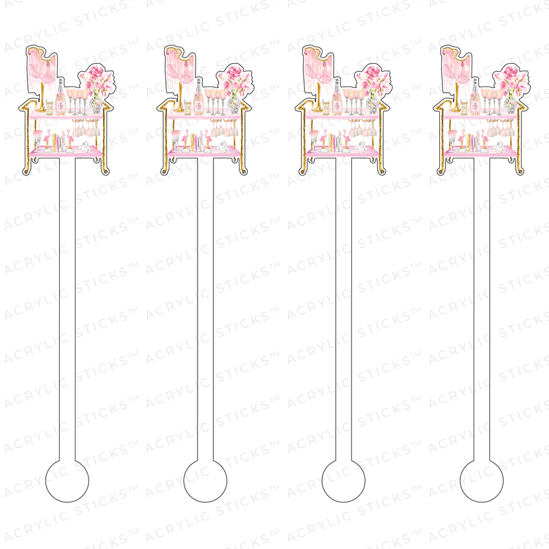 FLAMINGO 'SHI SHI' ROUGE BAR CART ACRYLIC STIR STICKS