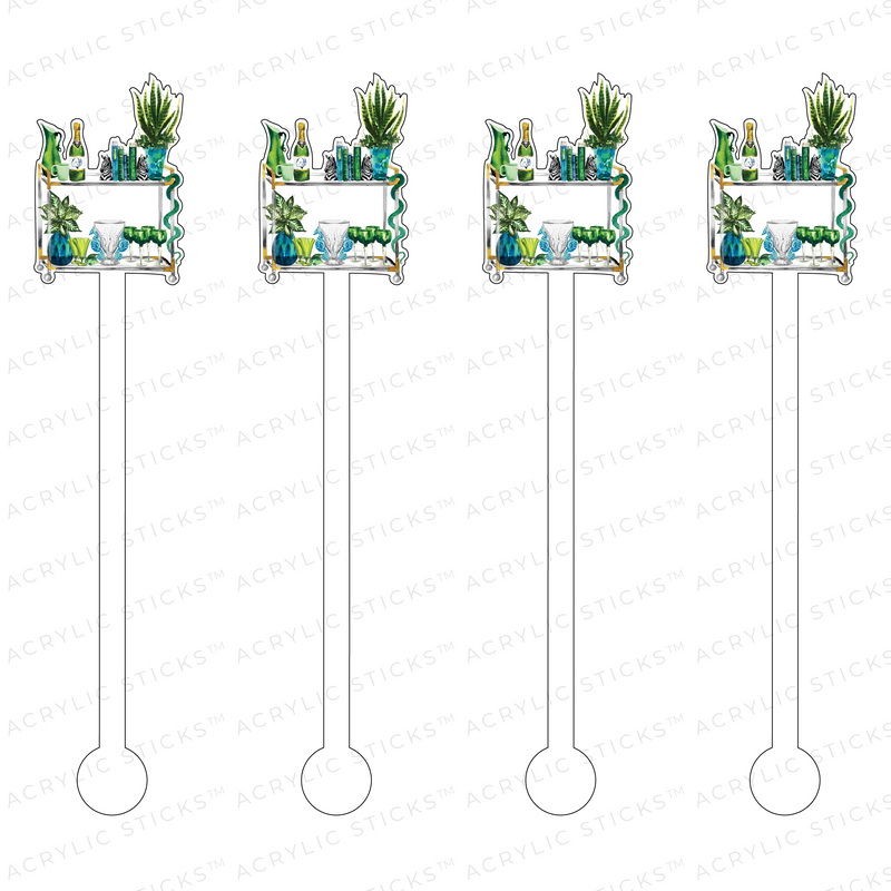 EMERALD BISCAY BAR CART ACRYLIC STIR STICKS