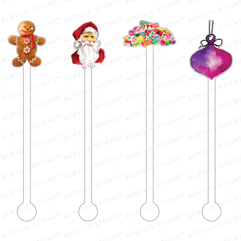 HAPPY HOLIDAYS ACRYLIC STIR STICKS COMBO