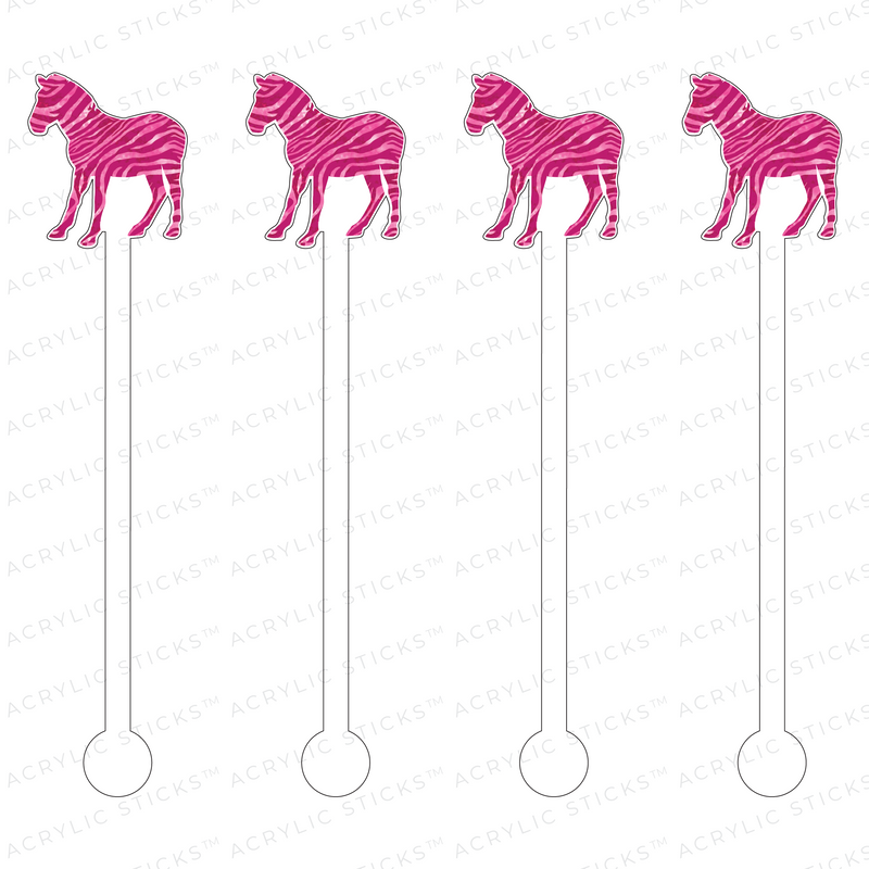 PINK STRIPE ZEBRA ACRYLIC STIR STICKS