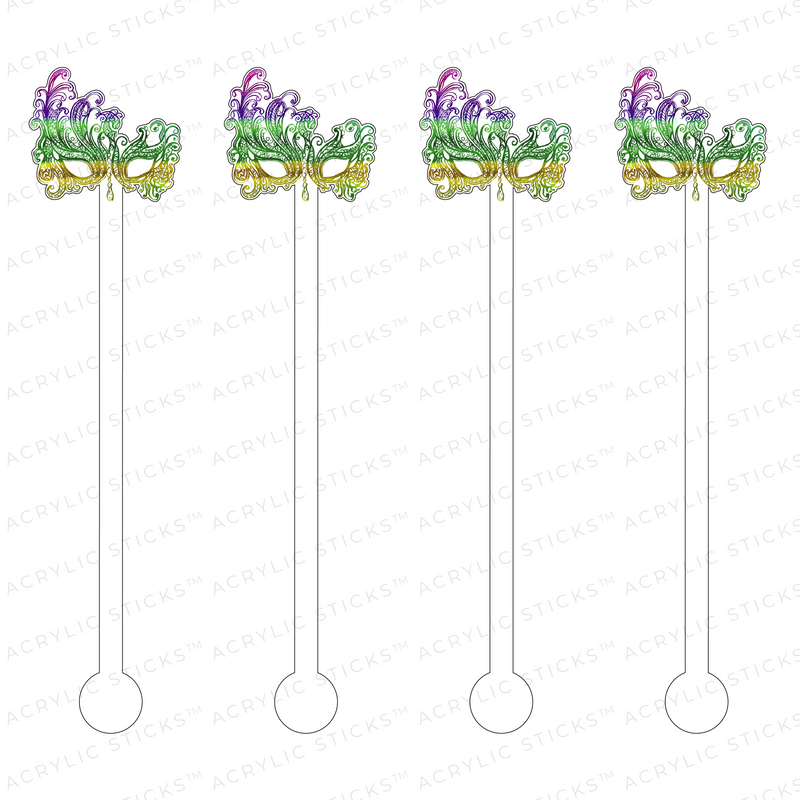 MARDI GRAS LACE MASK ACRYLIC STIR STICKS