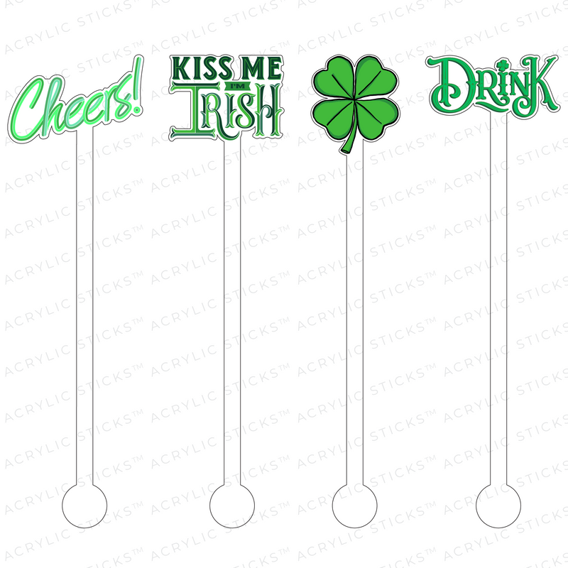 KISS ME I'M IRISH ACRYLIC STIR STICKS COMBO