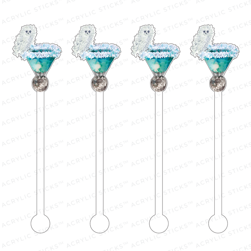 AQUA ICE OWL COCKTAIL ACRYLIC STIR STICKS