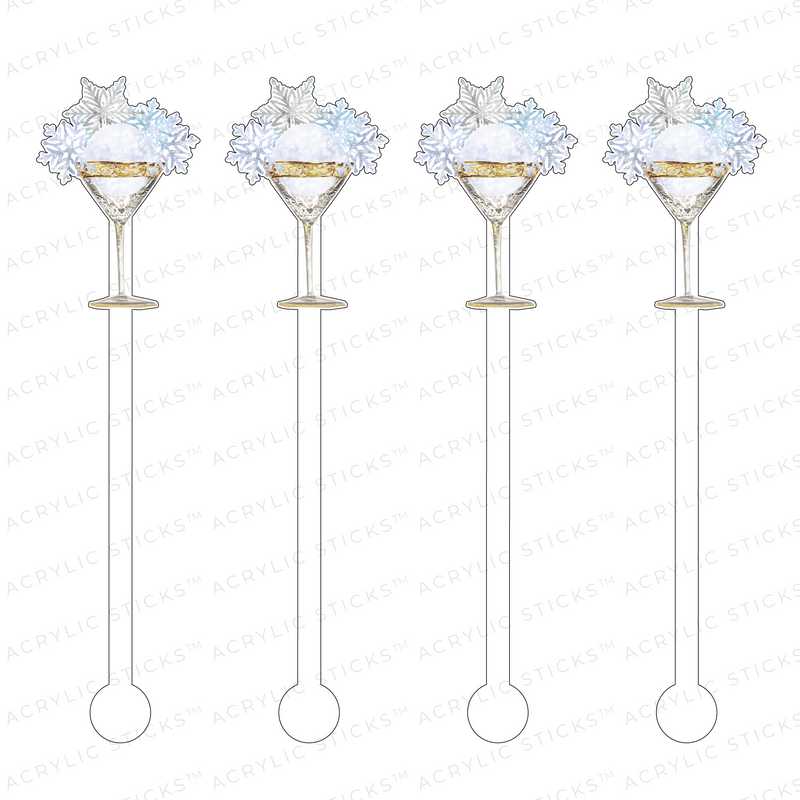 SNOWBALL WINTER COCKTAIL ACRYLIC STIR STICKS