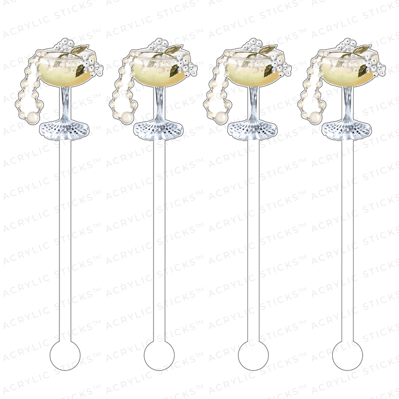 WINTERBERRY PEARL COCKTAIL ACRYLIC STIR STICKS