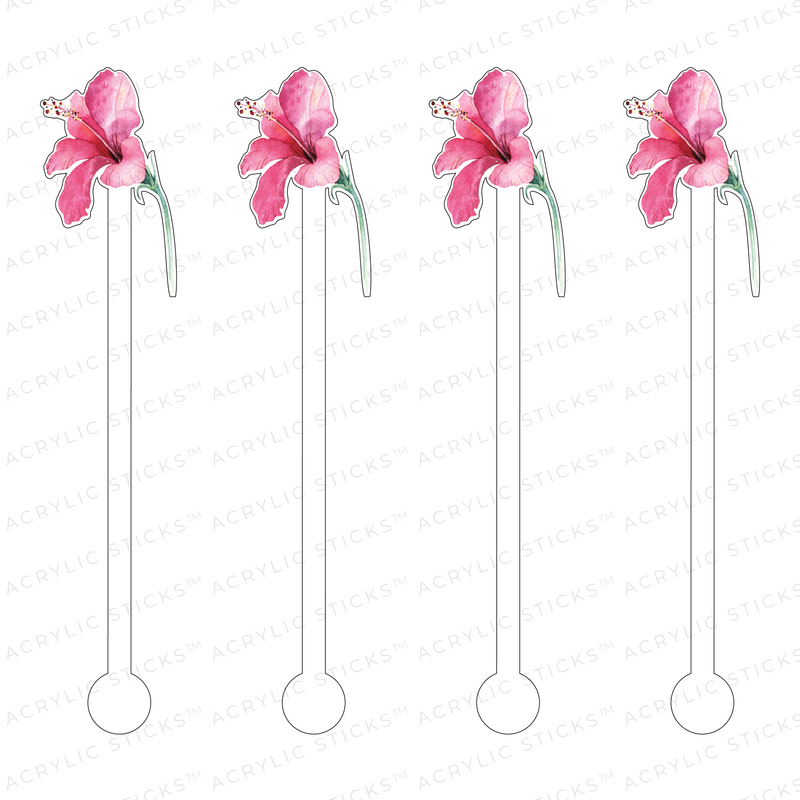 BLOOMING HIBISCUS ACRYLIC STIR STICKS