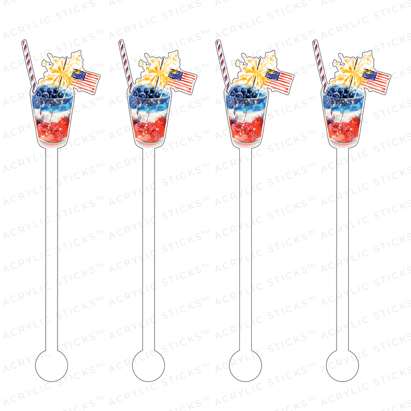 I SPARKLE FOR THE USA COCKTAIL ACRYLIC STIR STICKS
