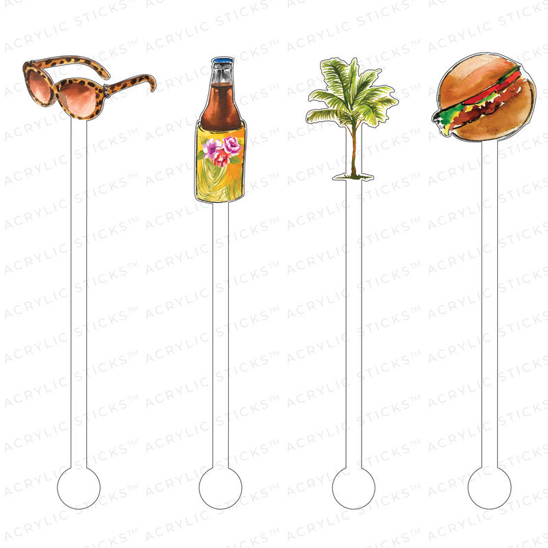 CHEESEBURGER IN PARADISE ACRYLIC STIR STICKS COMBO