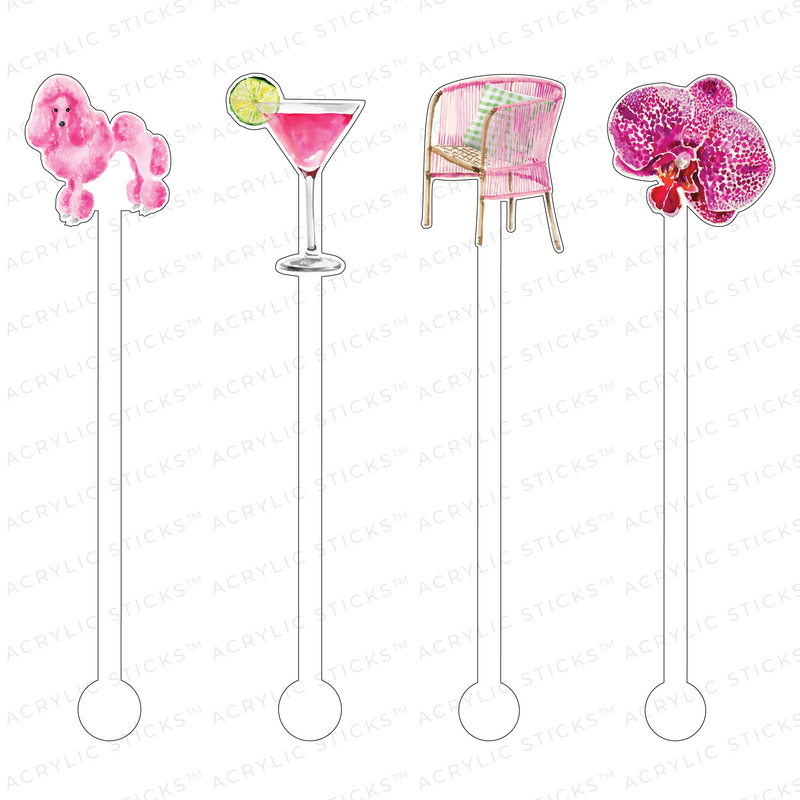 DINING IN PINK ACRYLIC STIR STICKS COMBO