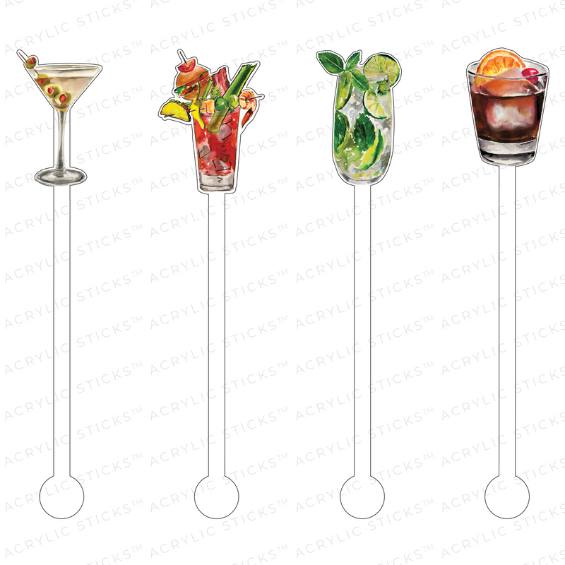 IT'S 5 O'CLOCK SOMEWHERE ACRYLIC STIR STICKS COMBO